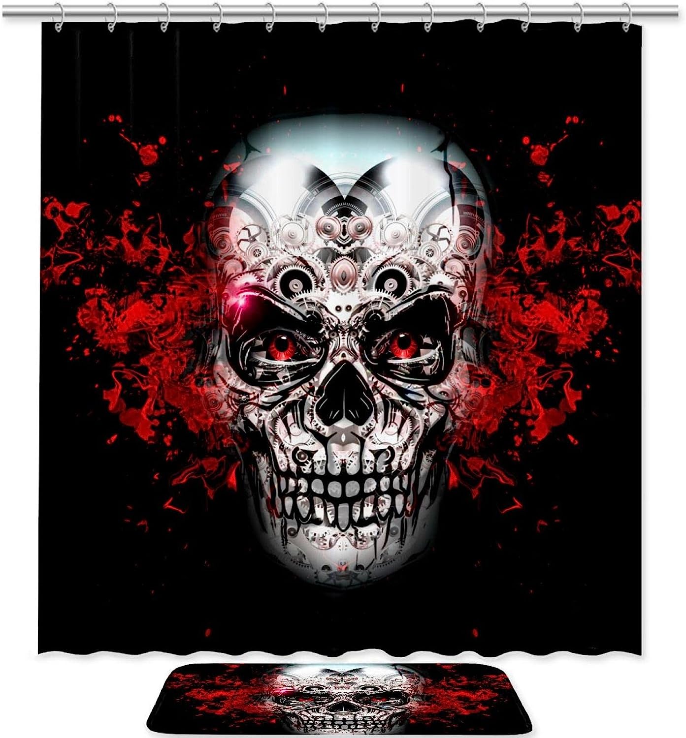 Waterproof Skull Fabric Shower Curtain - Unique Skull Bathroom Decor