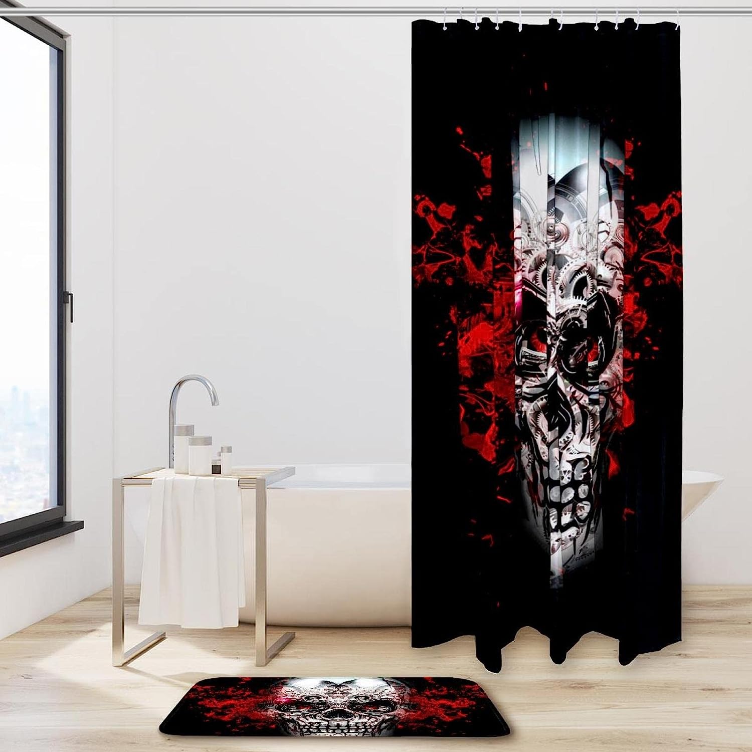 Waterproof Skull Fabric Shower Curtain - Unique Skull Bathroom Decor