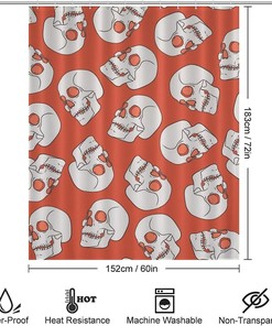 Waterproof Skull Shower Curtain, Psychedelic Bathroom Decor