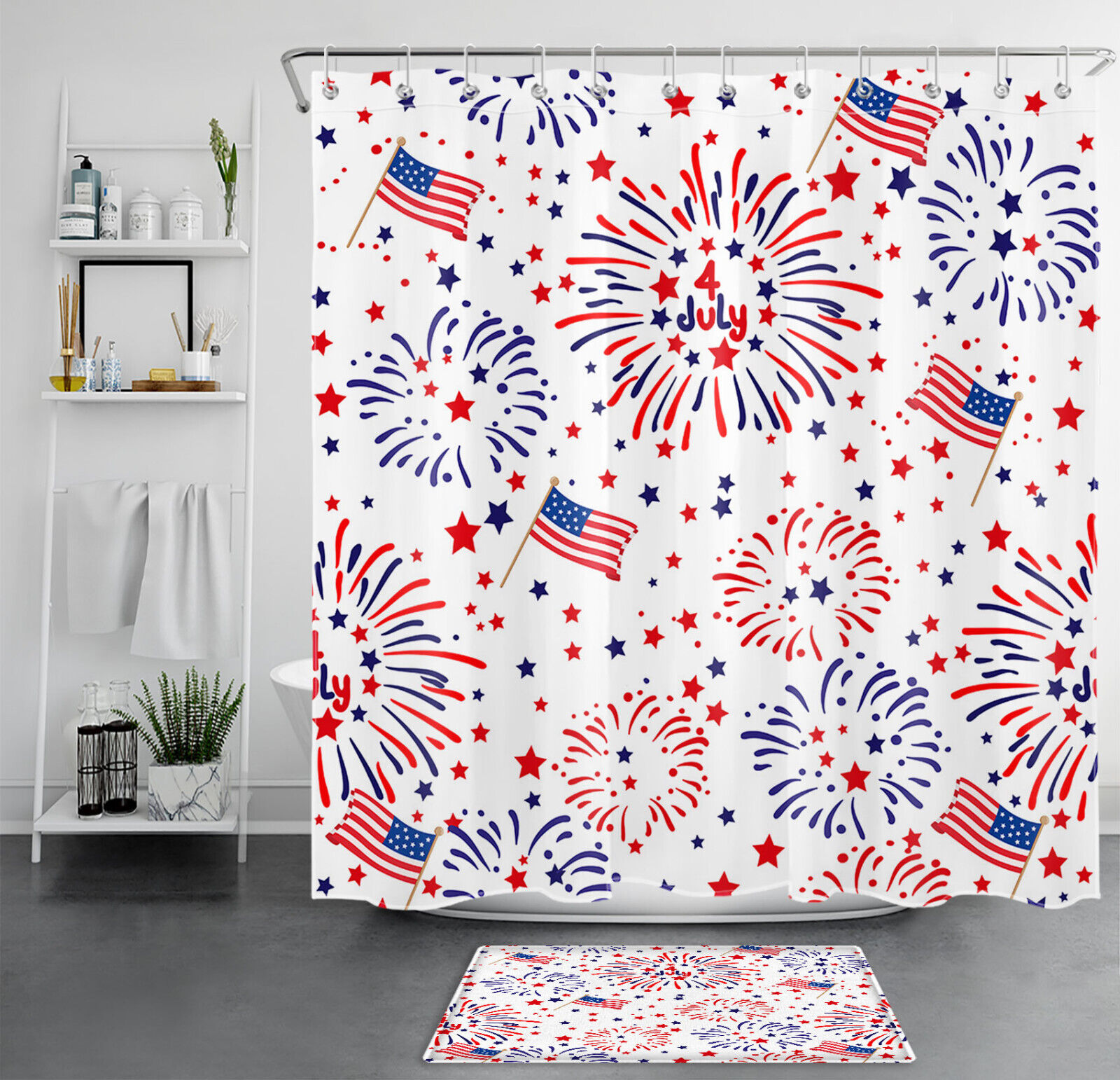 Waterproof Stars Moon Shower Curtain for Bathroom Decor