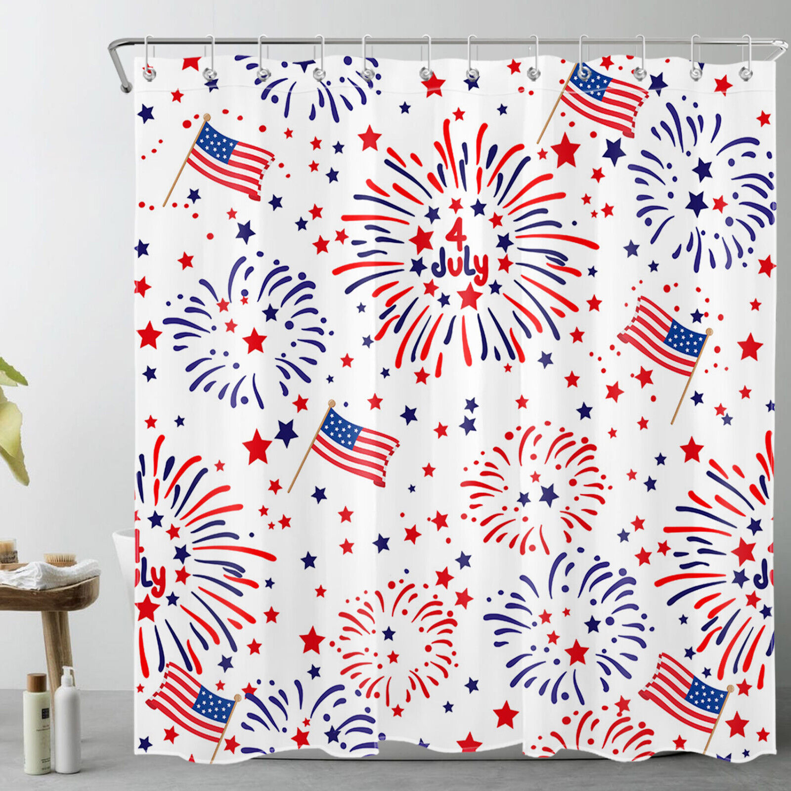 Waterproof Stars Moon Shower Curtain for Bathroom Decor
