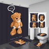 Waterproof Teddy Bear Christmas Decor Bath Shower Curtain and Mat Set