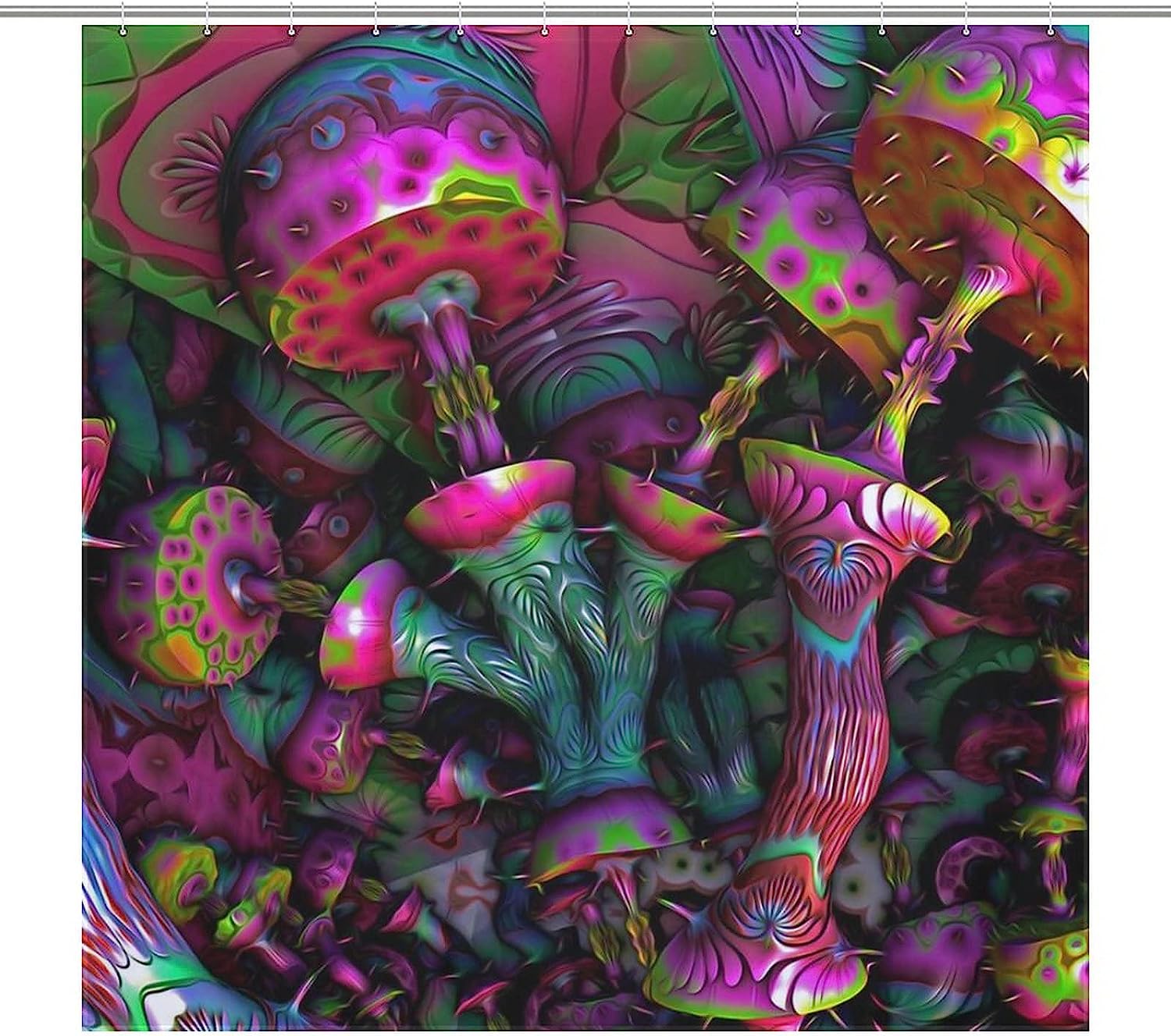 Waterproof Trippy Shower Curtain with Mushroom Print for Bathroom