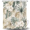 Waterproof Tropical Floral Leaves Shower Curtain For Natural Bathroom