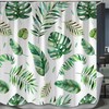 Waterproof Tropical Palm Leaves Hawaii Green Banana Leaf Shower Curtain