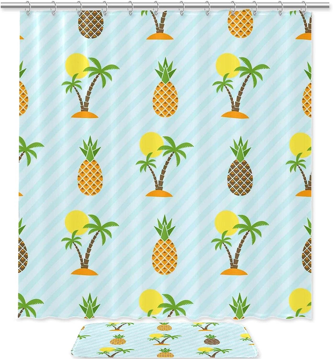 Waterproof Tropical Pineapple Shower Curtain
