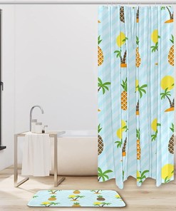 Waterproof Tropical Pineapple Shower Curtain