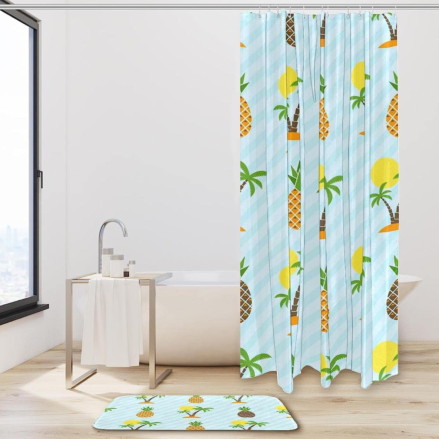 Waterproof Tropical Pineapple Shower Curtain