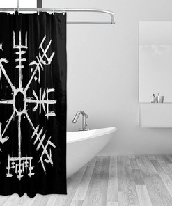 Waterproof Viking Runic Compass Shower Curtain - Bathroom Decoration