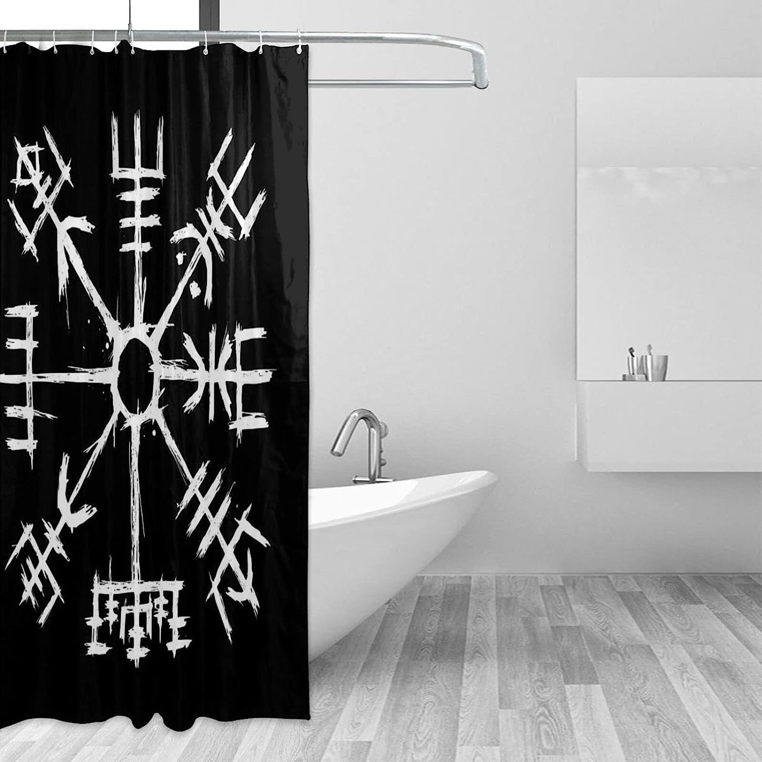 Waterproof Viking Runic Compass Shower Curtain - Bathroom Decoration