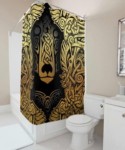 Waterproof Viking War Bear Fall Curtains Shower Curtain- Farmhouse White Bathroom Accessory with Unique Design