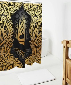 Waterproof Viking War Bear Fall Curtains Shower Curtain- Farmhouse White Bathroom Accessory with Unique Design