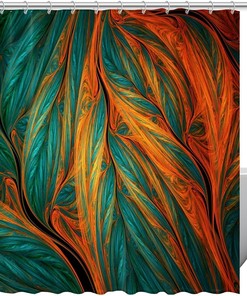 Waterproof Washable Tropical Leaves Design Shower Curtain for Bathroom, Bath Curtain