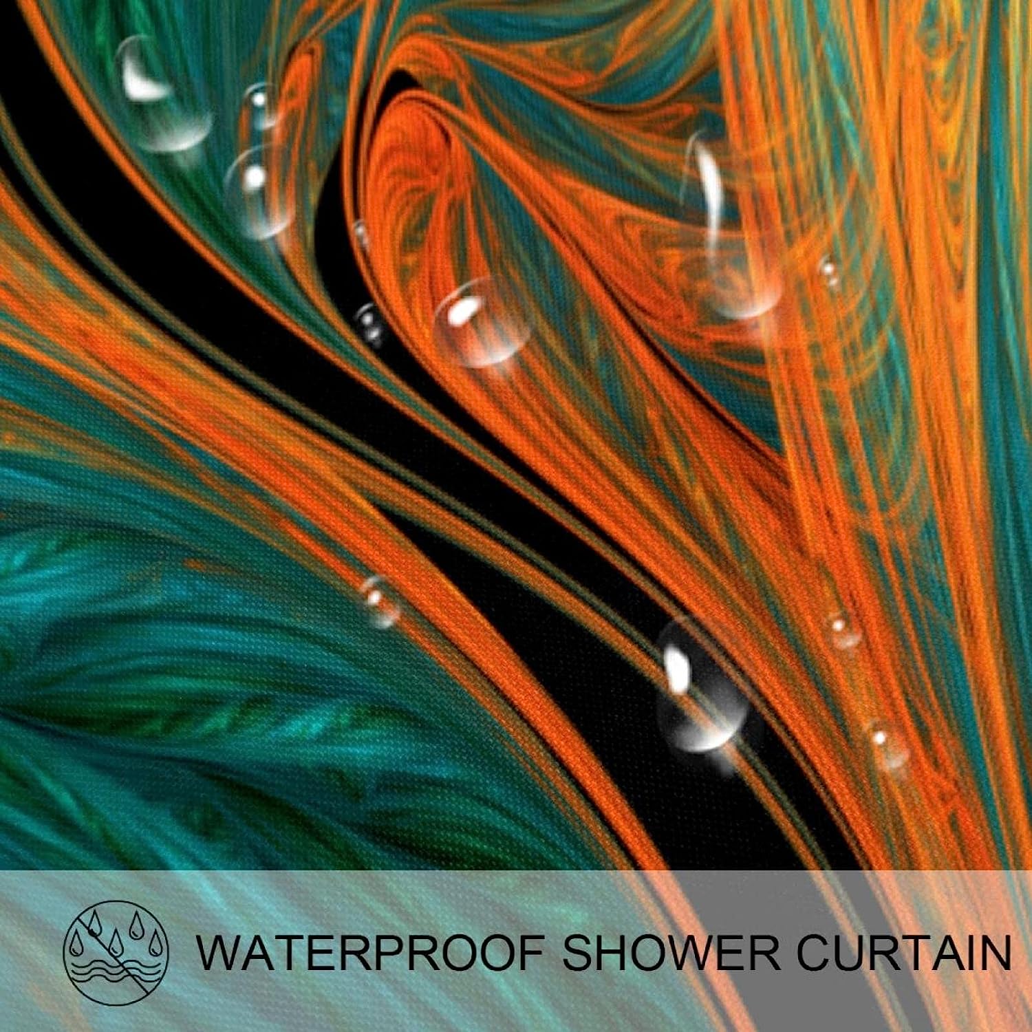 Waterproof Washable Tropical Leaves Design Shower Curtain for Bathroom, Bath Curtain