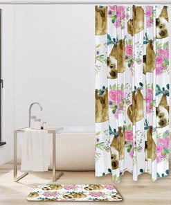 Waterproof Watercolor Sloth Seamless Shower Curtain for Bathroom