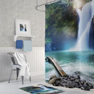Waterproof Waterfall Shower Curtain - 180x200cm Digital Print Mould and Mildew Resistant