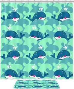 Waterproof Whale Shower Curtain for Kids Bathroom, Colorful and Fun Design
