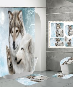 Waterproof White Wolf Shower Curtain, Ideal for Beautiful and Chic Bathroom Decor