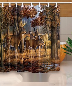Waterproof Whitetail Elk Shower Curtain, Stunning Wildlife Deer Design for Bathroom Decor