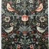 Waterproof William Morris Flowers Birds Dark Shower Curtain - Vintage Bathroom Decor