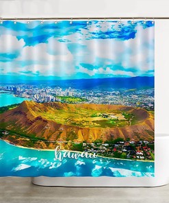 Waterproof Winter Scene Hawaii Shower Curtain Decor For Bathroom