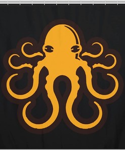 Waterproof Yellow Octopus Shower Curtain with Metal Grommet Holes for a Fun and Whimsical Bath