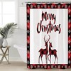 Water-resistant TERSUGER Christmas Fabric Shower curtain with Moose Elk Deer Red Plaid Pattern for Decorative Bathroom