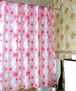 Watertight Heart Print Shower Curtain For Your Bathroom