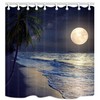Waves And Beach Full Moon Shower Curtain For A Beach Themed Bathroom