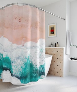 Waves Print Beach Shower Curtain For A Calming Bathroom Atmosphere