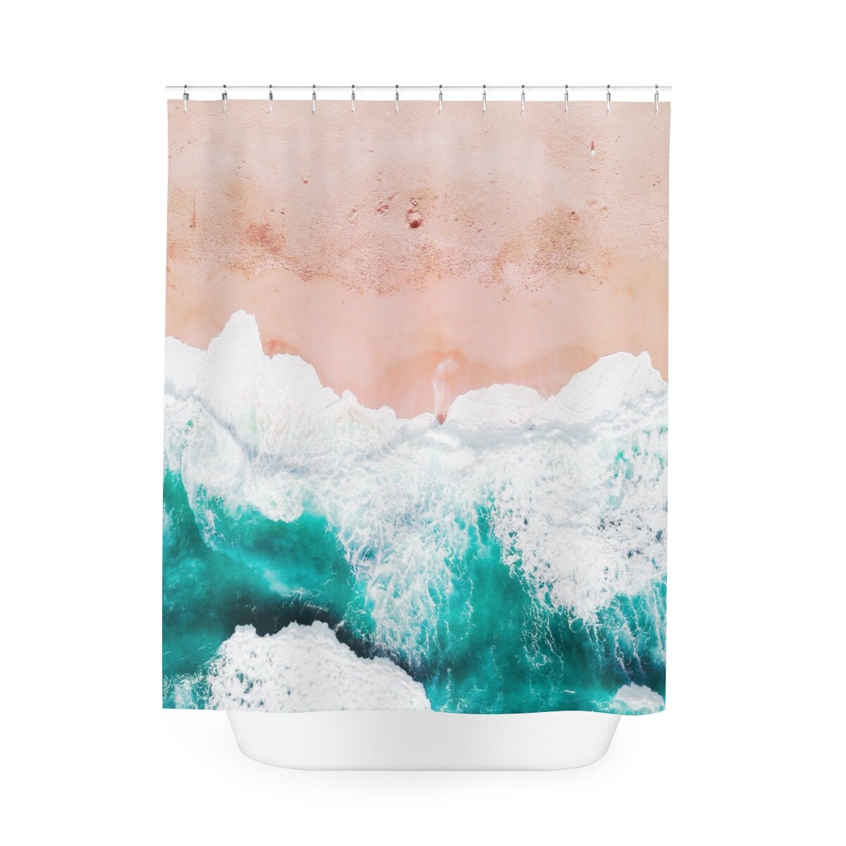Waves Print Beach Shower Curtain For A Calming Bathroom Atmosphere - Image 2