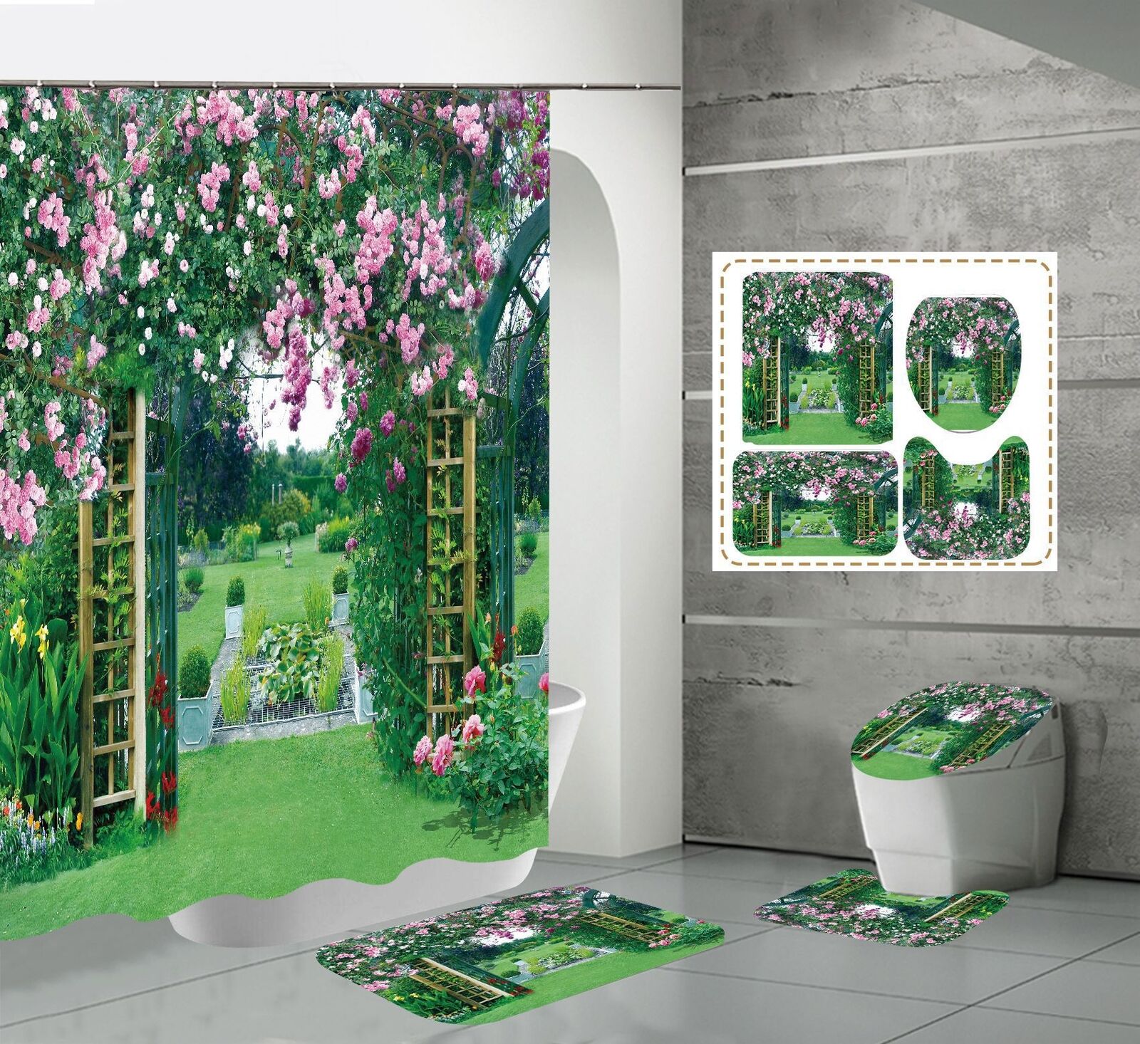 Wedding Garden Home Waterproof Shower Curtain - Elegant Bathroom Decor