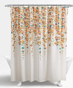 Weeping Flower Print Shower Curtain, Waterproof Fabric Bathroom Decor
