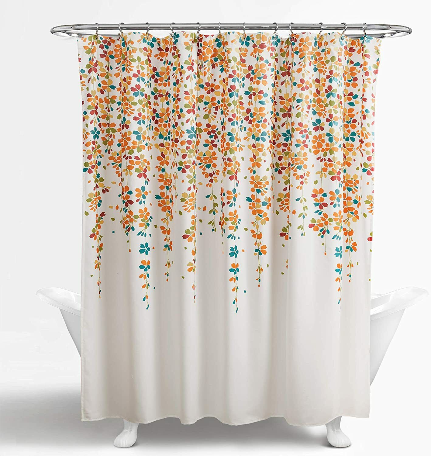 Weeping Flower Print Shower Curtain, Waterproof Fabric Bathroom Decor