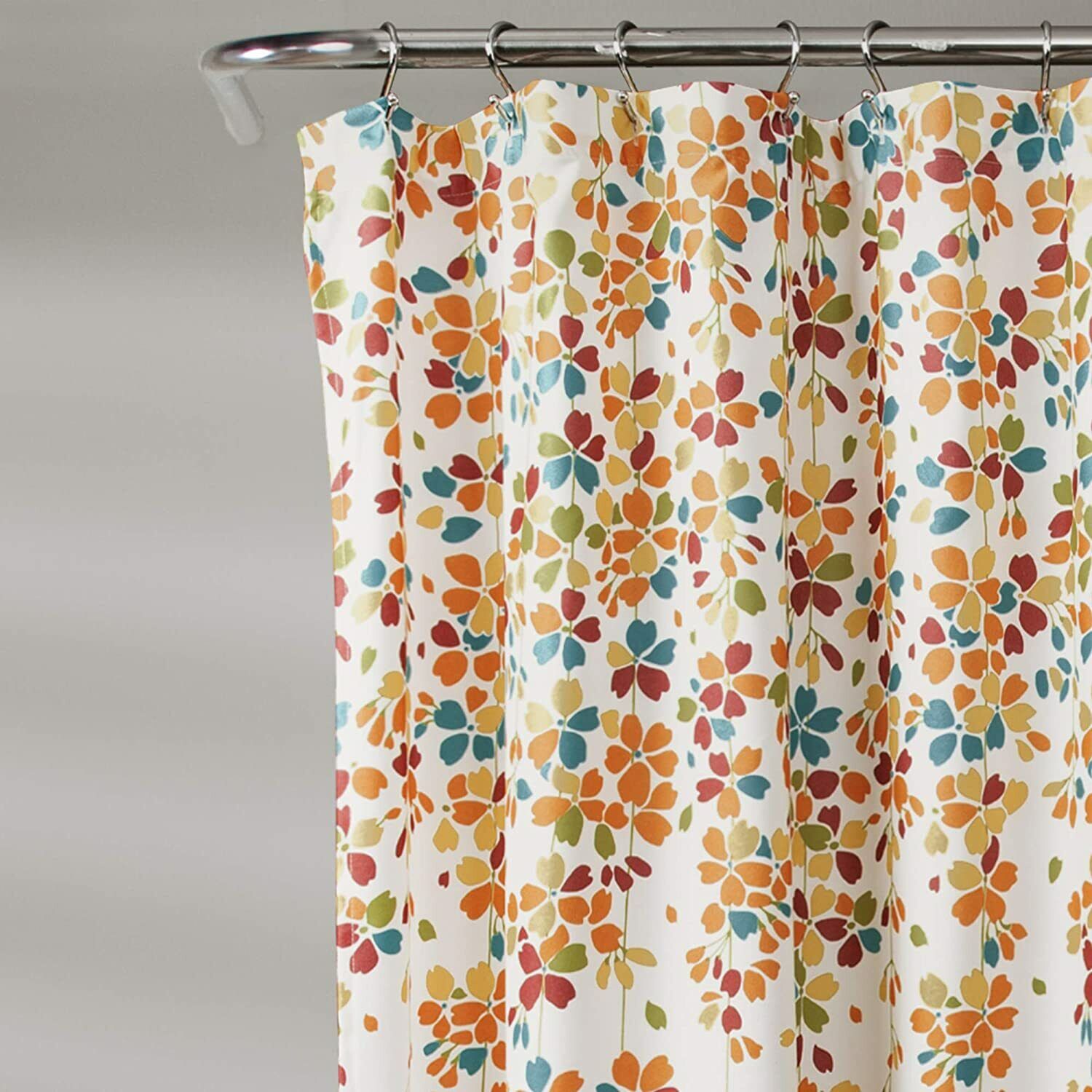 Weeping Flower Print Shower Curtain, Waterproof Fabric Bathroom Decor