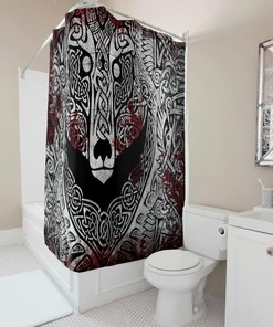 Weighted Hem Viking War Bear Shower Curtain- Durable and Farmhouse White Bathroom Decor Accessory