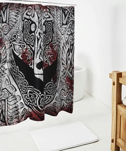 Weighted Hem Viking War Bear Shower Curtain- Durable and Farmhouse White Bathroom Decor Accessory