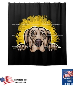 Weimaraner Dog Splash on Black Bathroom Fabric USA Shower Curtain - Antique and Classy Bath Decor