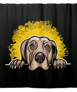 Weimaraner Dog Splash on Black Bathroom Fabric USA Shower Curtain - Antique and Classy Bath Decor