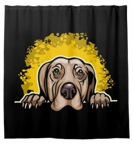Weimaraner Dog Splash on Black Bathroom Fabric USA Shower Curtain - Antique and Classy Bath Decor