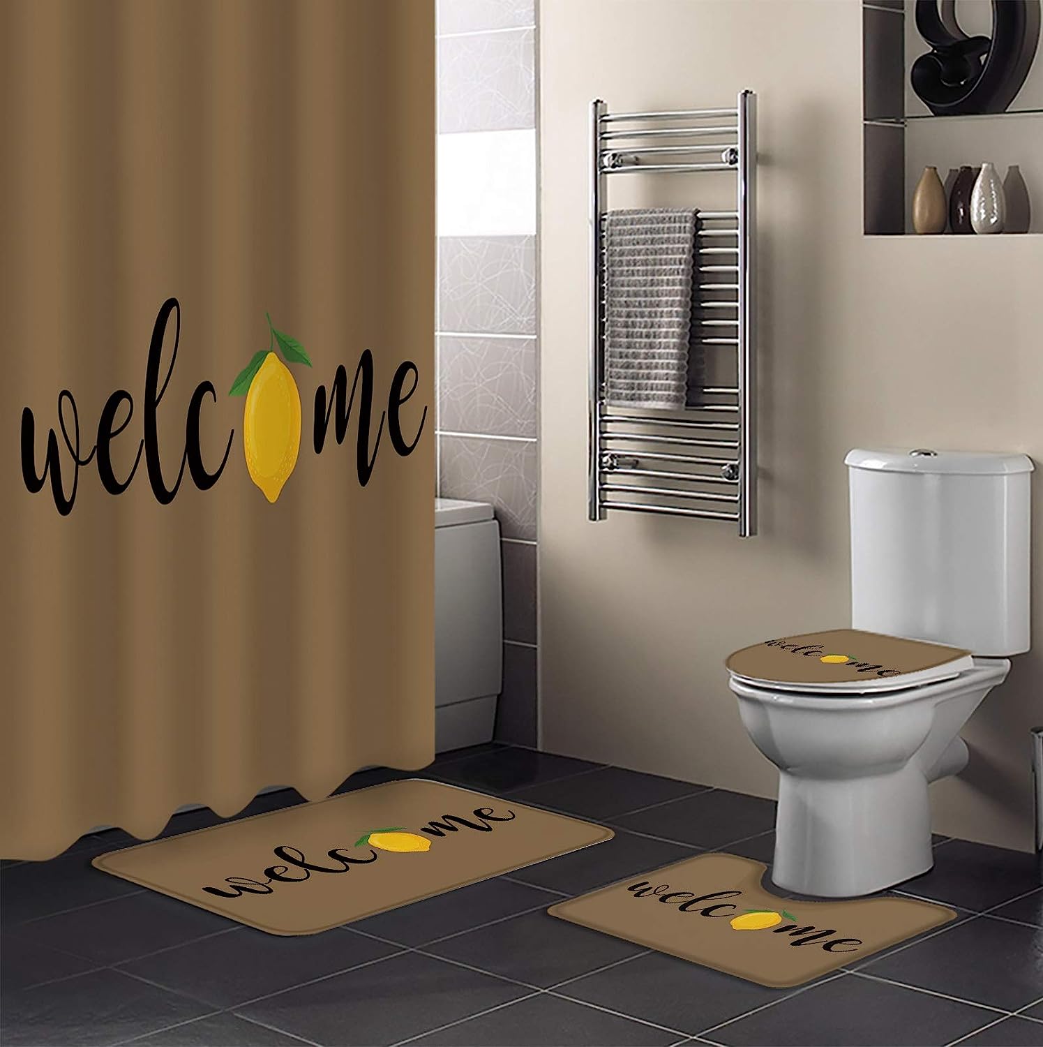 Welcome Summer Lemon Inspiration Shower Curtain for Modern Bathroom Decor