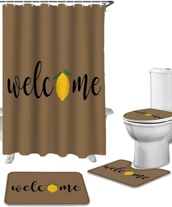 Welcome Summer Lemon Inspiration Shower Curtain for Modern Bathroom Decor