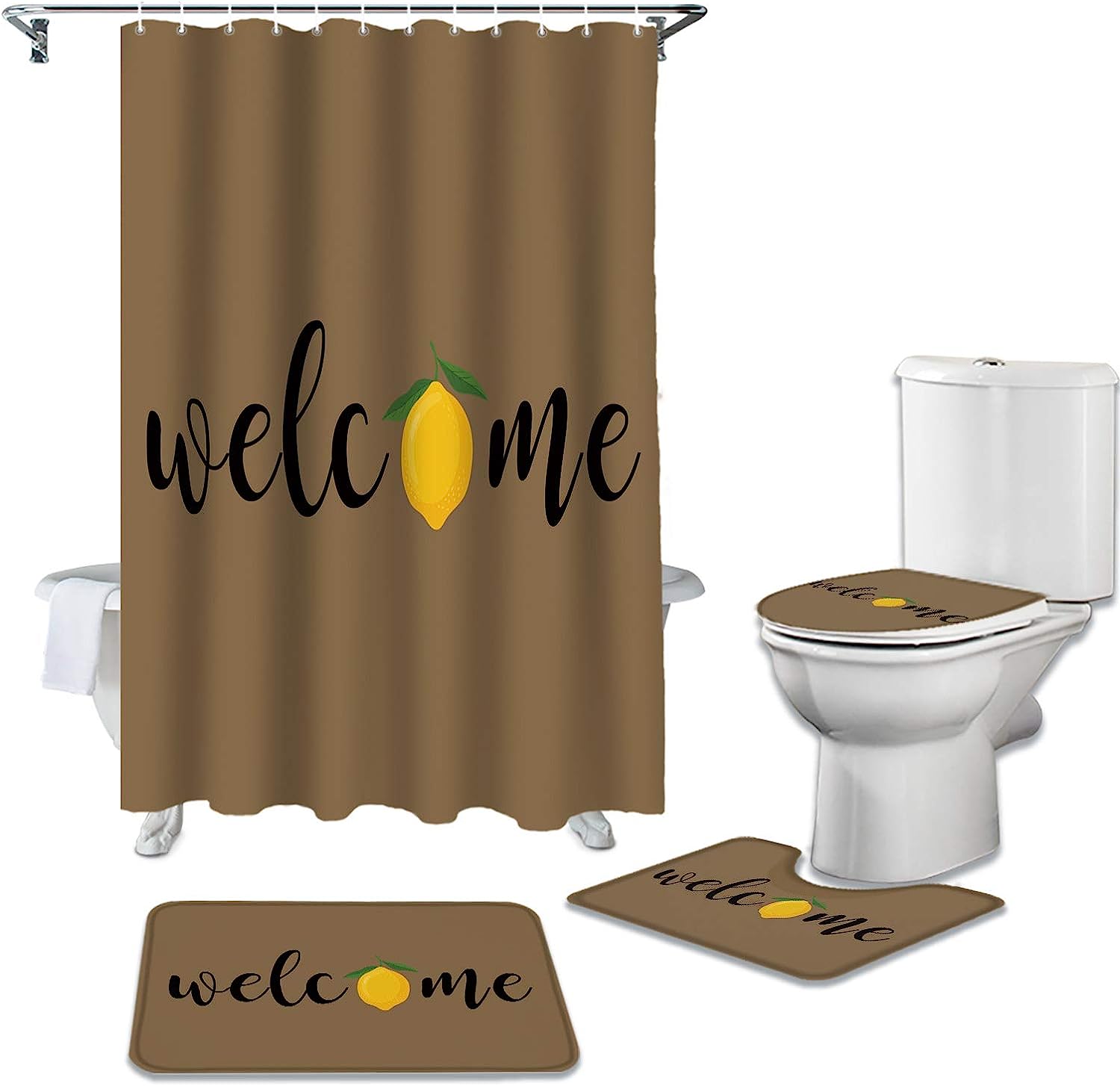 Welcome Summer Lemon Inspiration Shower Curtain for Modern Bathroom Decor
