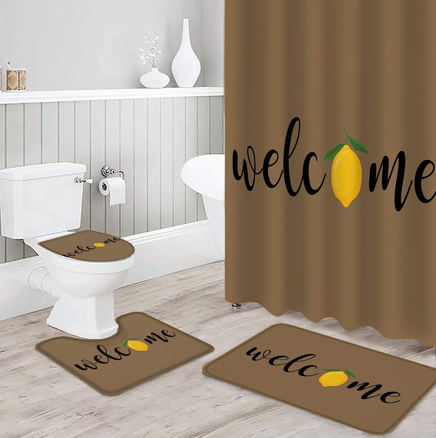 Welcome Summer Lemon Inspiration Shower Curtain for Modern Bathroom Decor