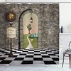 Welcome Wonderland Black And White Floor Landscape Mushroom Print Shower Curtain