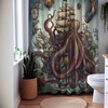 Welcome to the Kraken's Lair Nautical Shower Curtain, perfect Housewarming Gift with Octopus and Sailboat Theme