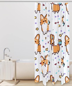 Welsh Corgi Unicorn Star Heart Shower Curtain - Decorative Bathroom Accessory with Unique Shower Curtains