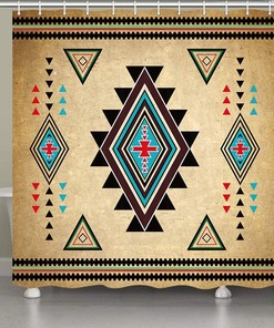 Western Aztec Pattern Southwest Shower Curtain for Native American Tribal Bathroom