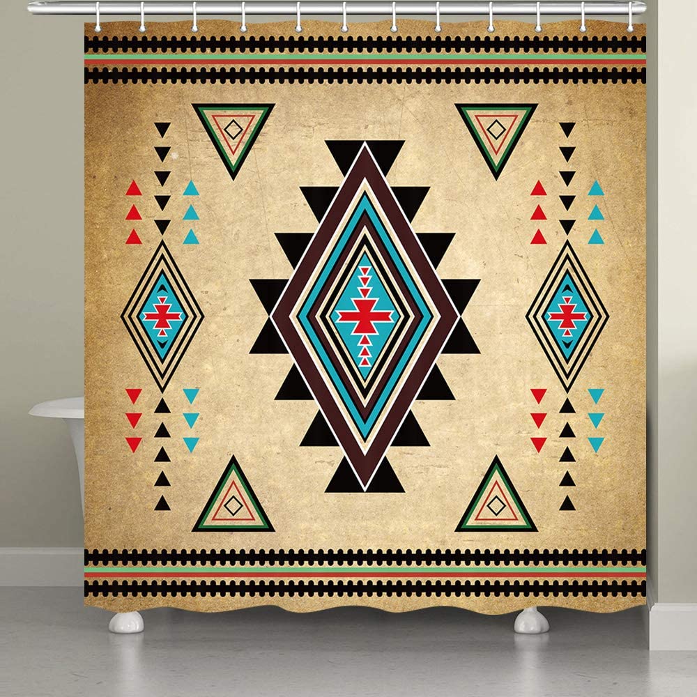 Western Aztec Pattern Southwest Shower Curtain for Native American Tribal Bathroom