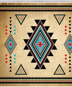Western Aztec Pattern Southwest Shower Curtain for Native American Tribal Bathroom